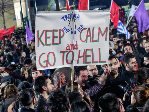 Syriza protest sign