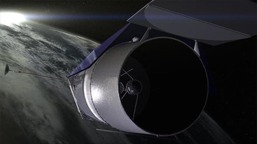 Una impresión artística de la misión del telescopio WFIRST en la órbita de la Tierra.