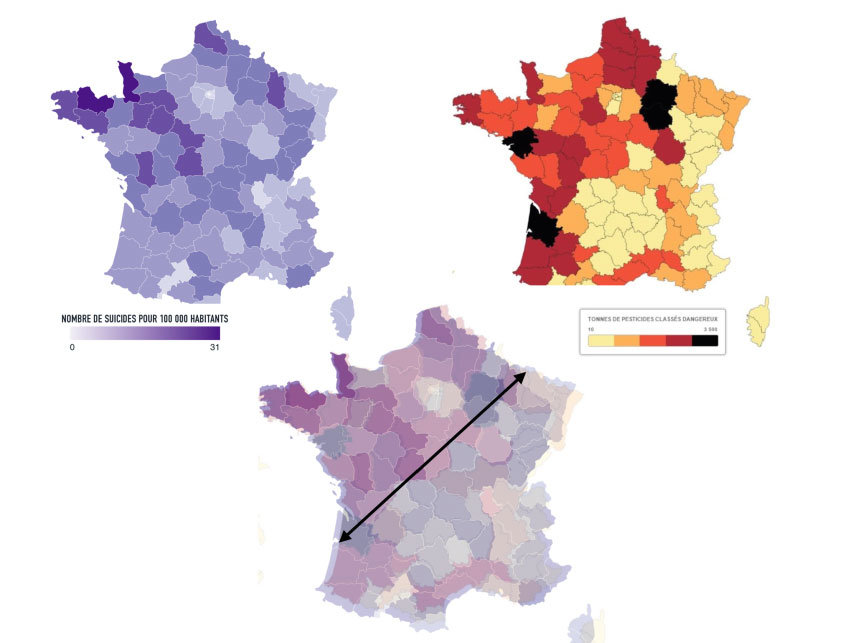 mapas plaguicidas suicidios Francia