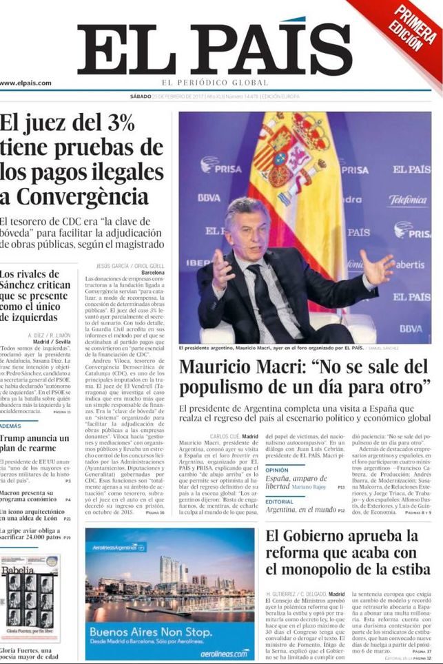  Portada de El País del 25 de febrero. 