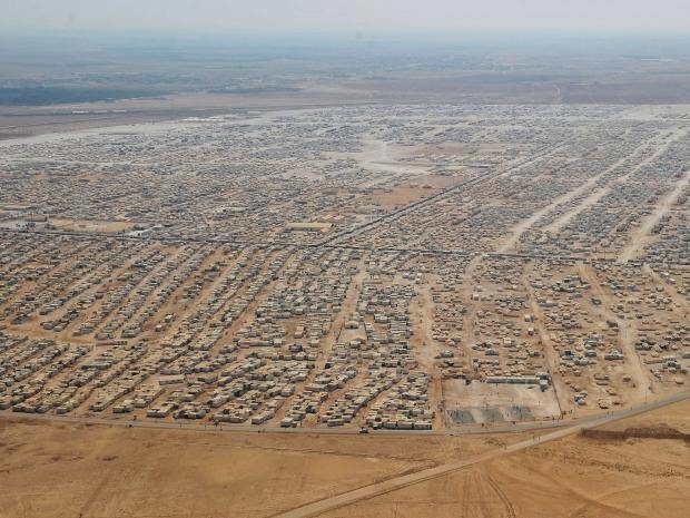 An aerial view of the Zaatari refugee camp on the Jordan-Syrian border, which houses 80,000 people