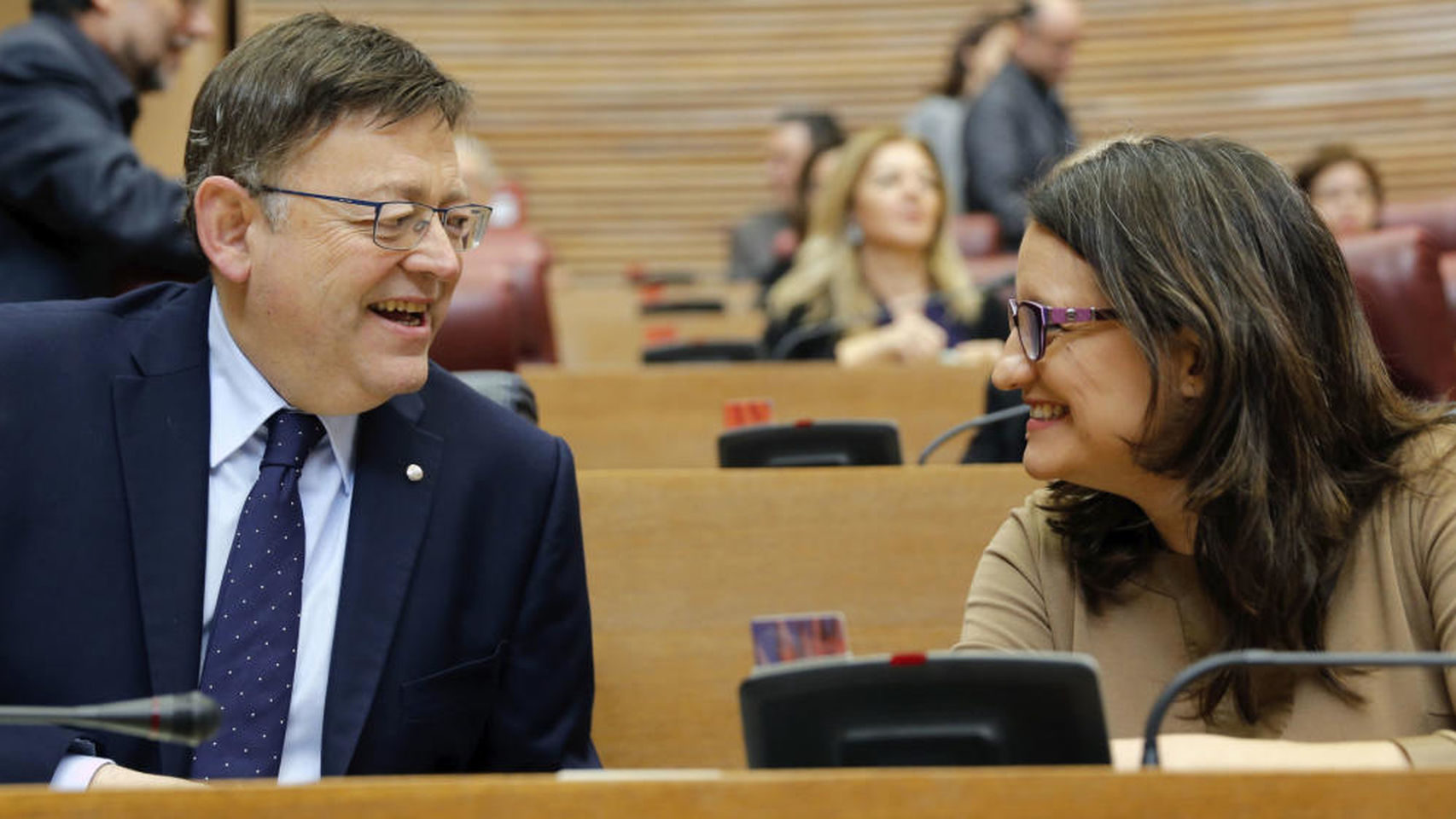 Ximo Puig, dirigente del PSPV-PSOE y president de la Generalitat, y Mónica Oltra