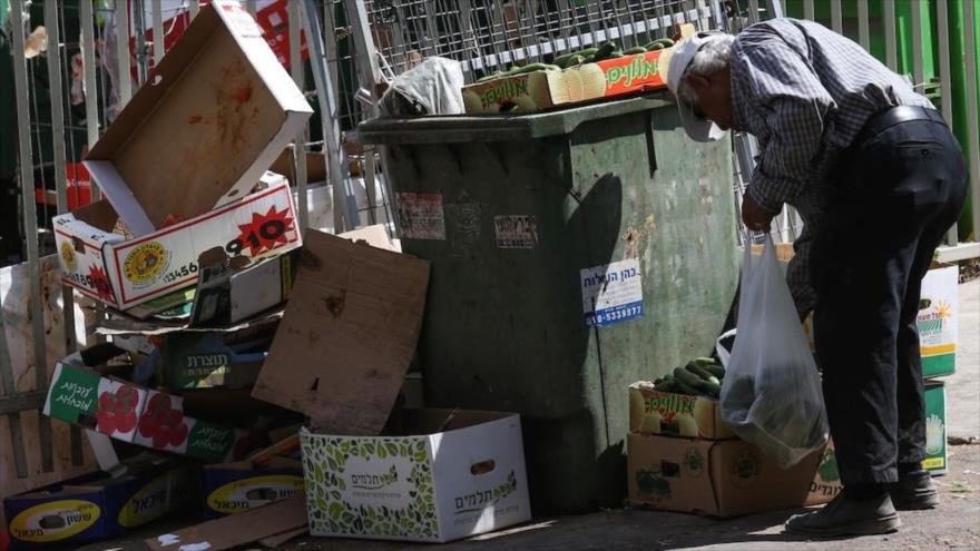 Un israelí rebusca comida en la basura, 24 de junio de 2015.