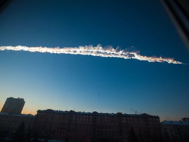 Meteor exploding over Chelyabinsk, Russia,