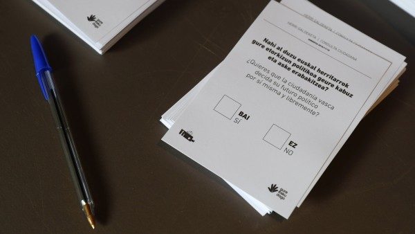 Pregunta del simulacro de referéndum de autodeterminación de Guipúzcoa