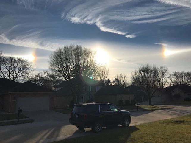 Sun dogs over Detroit, MI