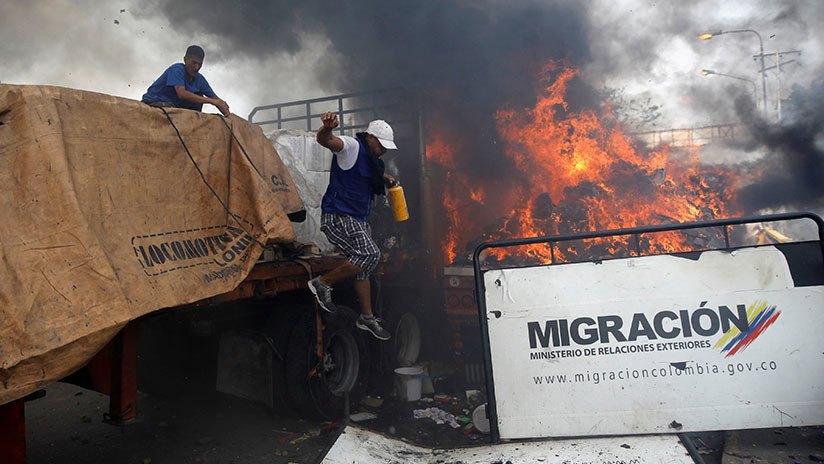 burned truck Venezuela
