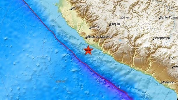 Localización aproximada de uno de los terremotos registrados en Perú. Foto: EMSC