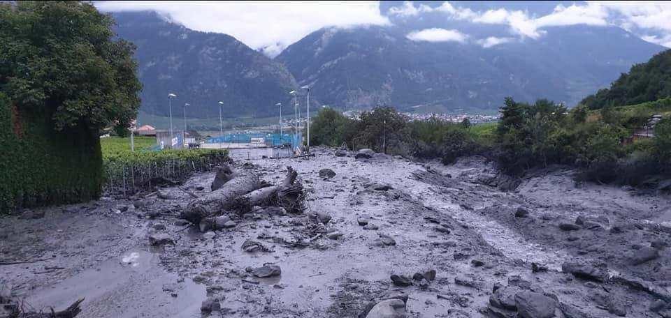 Aftermath of major flash floods / debris flows in Chamoson, Valais, Switzerland