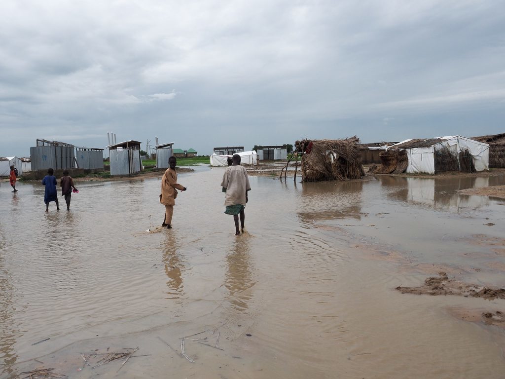 Flooding in Borno state, Nigeria, affected displacement camps, August 2019.