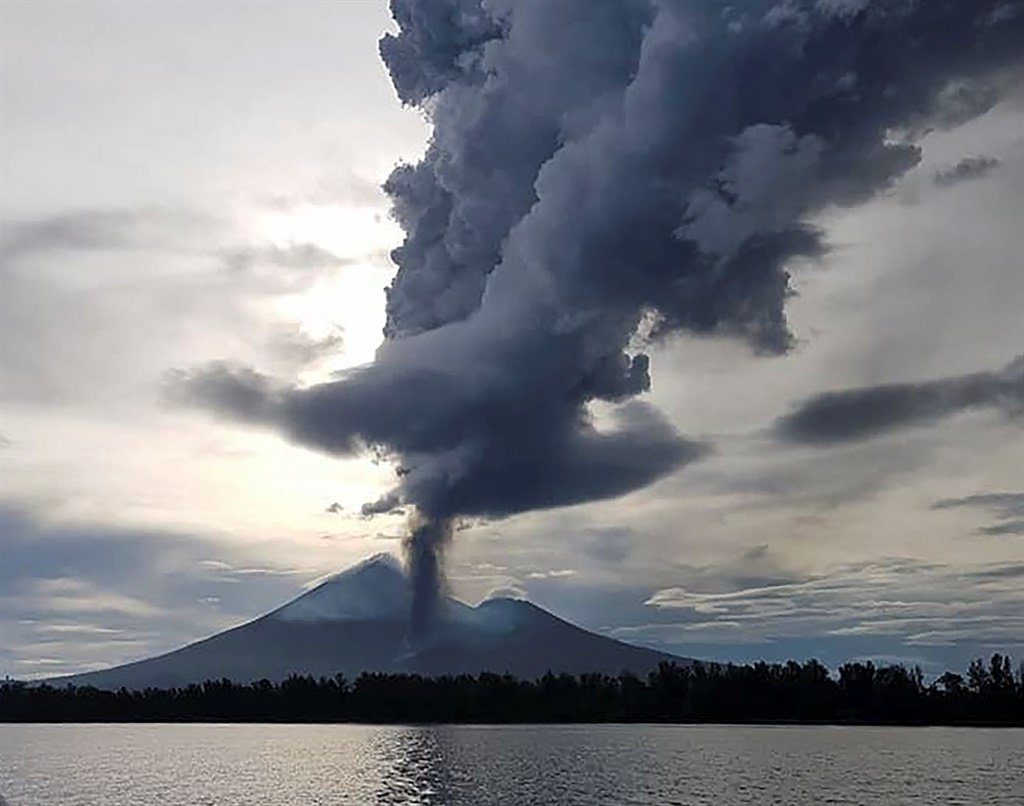 An ash cloud erupting from the Papua New Guinea's Mount Ulawun volcano.