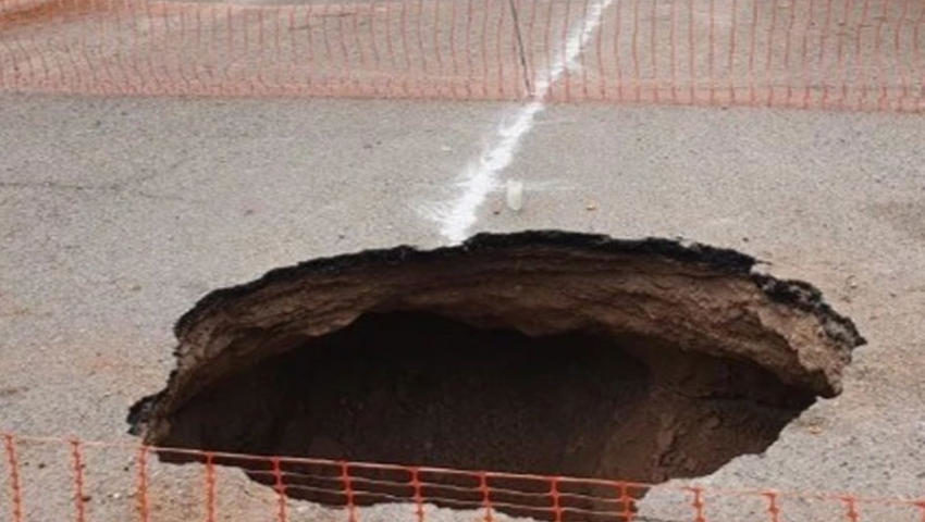 A man reportedly fell into this sinkhole late Monday afternoon.