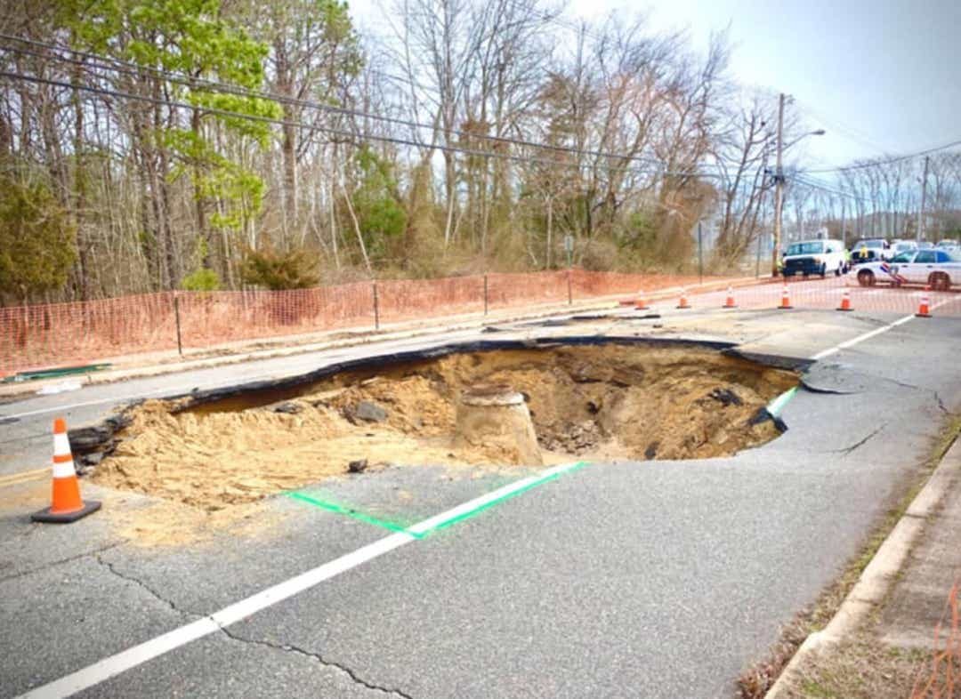 A massive sinkhole opened on Windsor Avenue in Toms River March 2