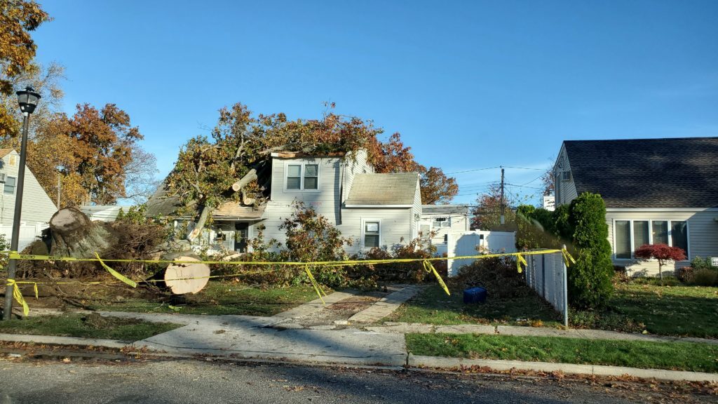 This home in Levittown, New York was damaged