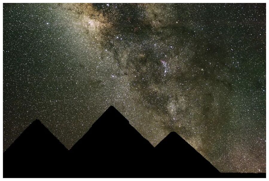 Milky Way over the pyramids in Egypt.