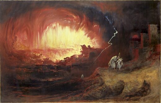 La Destrucción de Sodoma y Gomorra. Óleo sobre lienzo por John Martin. Un posible ejemplo de la conexión entre los 'pecados' y las reacciones cósmicas. 