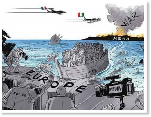 caricatura refugiados