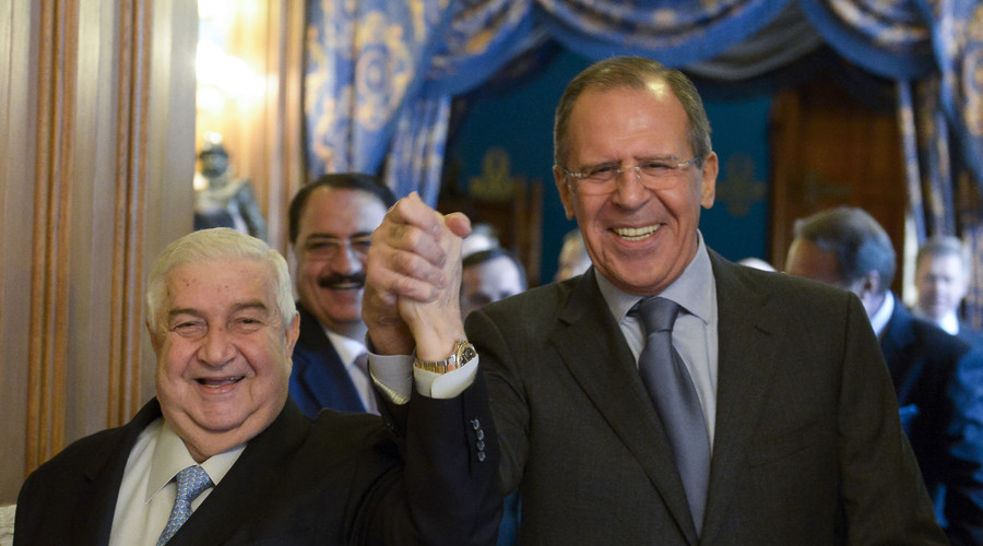 Syrian Foreign Minister Walid al-Moualem and Sergei Lavrov