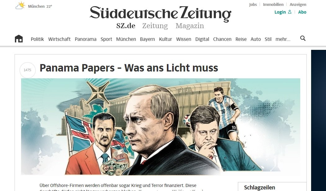 panama papers Süddeutsche Zeitung home page