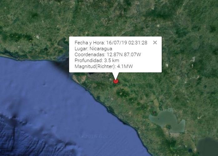 Captura del monitoreo de sismos del Ineter.