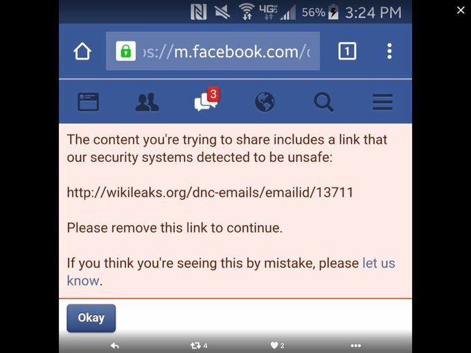 wikileaks censurado facebook
