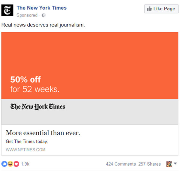 NY Times FB Ad
