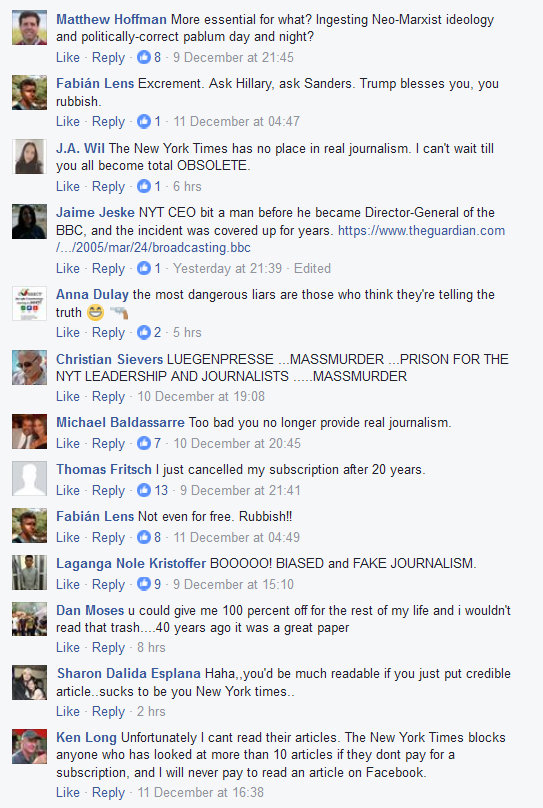 NY Times Facebook Ad comments