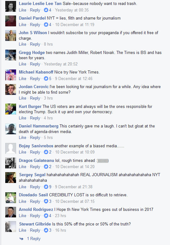 NY Times Facebook Ad comments
