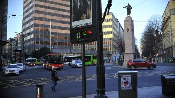 El termómetro Plaza Circular Bilbao cero grados