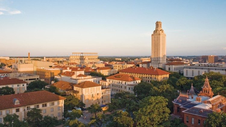 El campus principal de la Universidad de Texas en Austin, EE.UU.