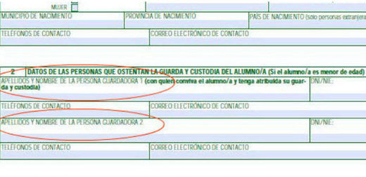 Impreso de solicitud de plaza escolar de la Junta de Andalucía