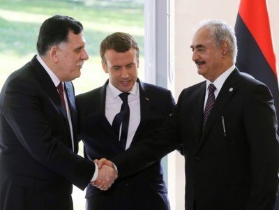 macron y líderes libios