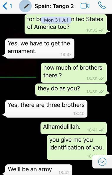 Sexta captura de la conversación entre espías y Younes Abouyaaqoub.