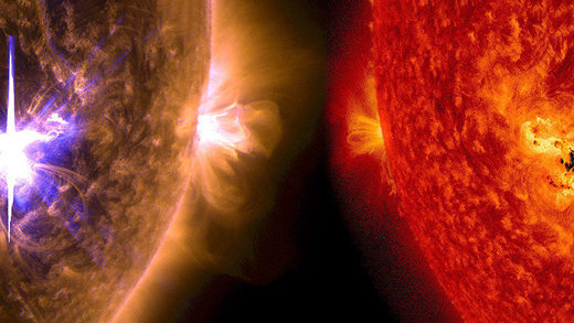 Diferentes vistas de la llamarada del Sol con una intensidad de X9,3 del 6 de septiembre de 2017.