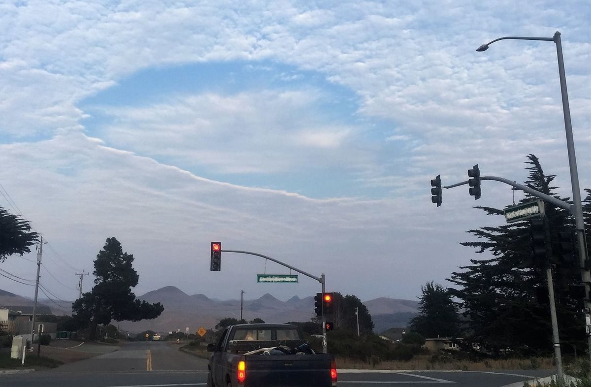 Fallstreak cloud over Central Coast, California