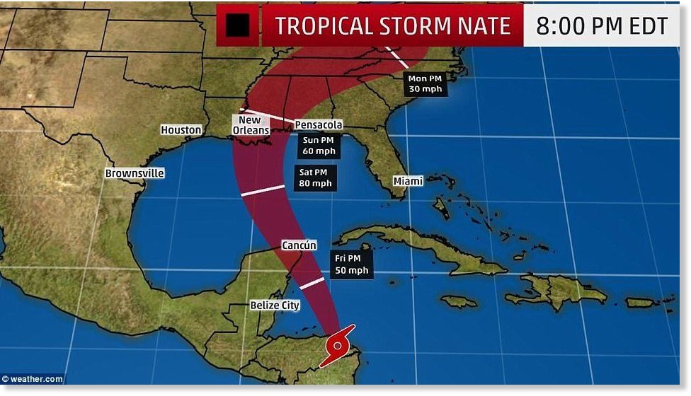 Stanje uzbune zbog uragana Nate proglašeno u Floridi, Alabami, Louisiani i Mississippiju