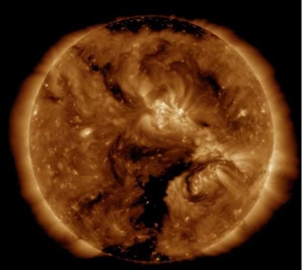 Agujero coronal observado en el Sol el 30 de octubre de 2017.