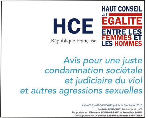 Cover of the report published by the high council for equality between women and men