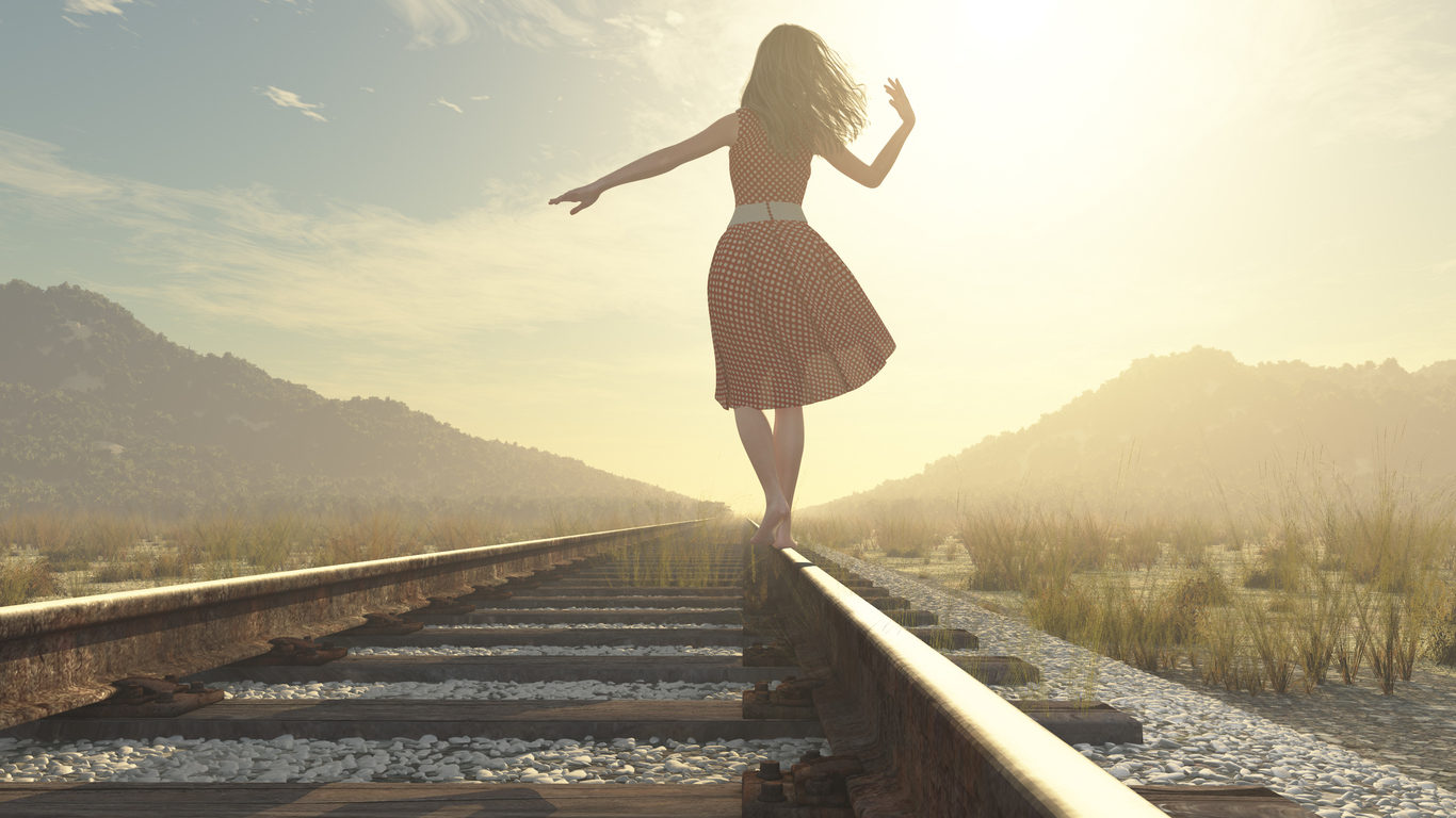 mujer via tren