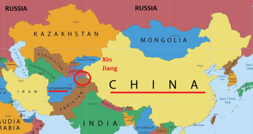 china y afganistán mapa