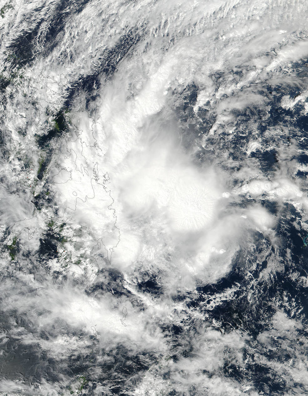 Tropical Storm Sanba was acquired from the VIIRS instrument aboard NASA-NOAA's Suomi NPP satellite as it continued moving over the Philippines.