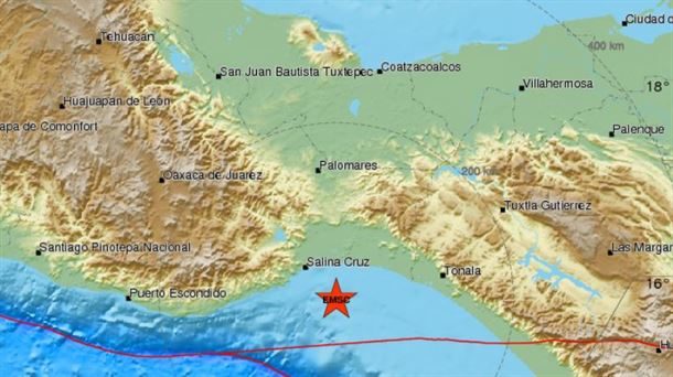 Localización del terremoto de México.
