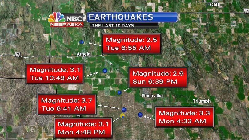 6 terremotos han azotado el centro de Nebraska desde hace una semana y nadie sabe qué los está causando.