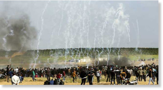 Gaza protestors tear gas