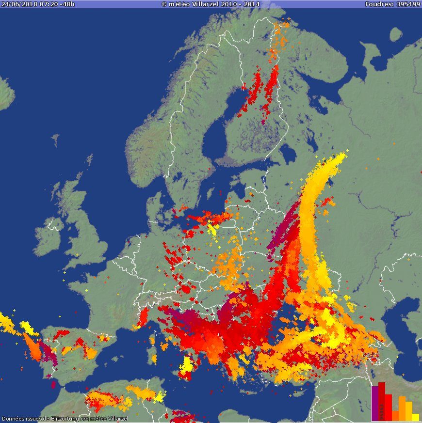 Casi 400 mil rayos cayeron en Europa en las últimas 48 horas