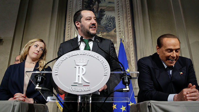 Georgia Meloni, Matteo Salvini y Silvio Berluscon