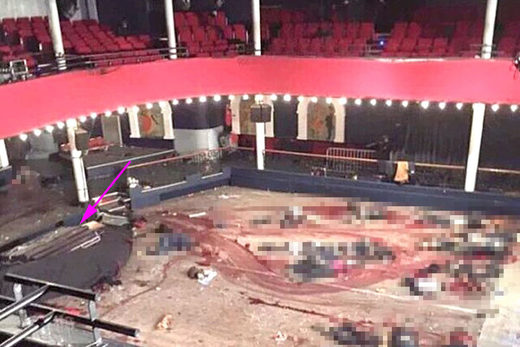 Allege photograph of the Bataclan right after the attack