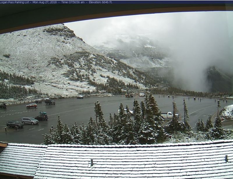 The view on Monday morning at the Logan Pass parking lot in Glacier National Park.