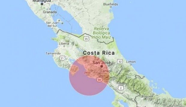 Sismo de magnitud 5,7 sacude el sur de Costa Rica.