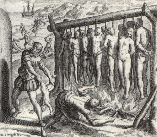 Grabado de Theodor de Bry,propaganda antiespañola.